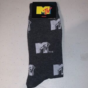 🆕 -MTV Charcoal and White Logo Socks